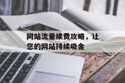 网站流量续费攻略,让您的网站持续吸金 网站流量续费攻略,让您的网站持续吸金
