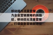 移动提升流量套餐,助力企业营销策略的新路径,移动优化流量套餐,打造企业营销新途径 移动提升流量套餐,助力企业营销策略的新路径,移动优化流量套餐,打造企业营销新途径