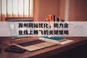 滁州网站优化,助力企业线上腾飞的关键策略 滁州网站优化,助力企业线上腾飞的关键策略