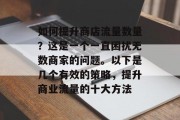 如何提升商店流量数量?这是一个一直困扰无数商家的问题。以下是几个有效的策略,提升商业流量的十大方法