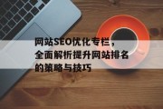 网站SEO优化专栏,全面解析提升网站排名的策略与技巧 网站SEO优化专栏,全面解析提升网站排名的策略与技巧