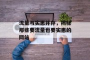 流量与实惠并存,揭秘那些要流量也要实惠的网站 流量与实惠并存,揭秘那些要流量也要实惠的网站