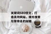 关键词SEO优化,打造高效网站,提升搜索引擎排名的秘籍 关键词SEO优化,打造高效网站,提升搜索引擎排名的秘籍