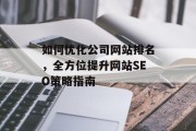 如何优化公司网站排名,全方位提升网站SEO策略指南 如何优化公司网站排名,全方位提升网站SEO策略指南