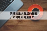 网站流量大背后的秘密,如何吸引海量用户 网站流量大背后的秘密,如何吸引海量用户