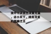 提升小店自然流量方案,店小天下,提高流量的策略之王 提升小店自然流量方案,店小天下,提高流量的策略之王