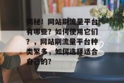 揭秘！网站刷流量平台有哪些？如何使用它们？，网站刷流量平台种类繁多，如何选择适合自己的？