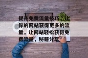 提升免费流量技巧,让你的网站获得更多的流量,让网站轻松获得免费流量,秘籍分享