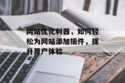 网站优化利器,如何轻松为网站添加插件,提升用户体验 网站优化利器,如何轻松为网站添加插件,提升用户体验