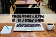 揭秘隐藏网站流量的秘密,网络营销的潜规则 揭秘隐藏网站流量的秘密,网络营销的潜规则