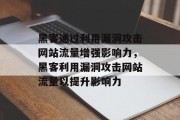 黑客通过利用漏洞攻击网站流量增强影响力,黑客利用漏洞攻击网站流量以提升影响力 黑客通过利用漏洞攻击网站流量增强影响力,黑客利用漏洞攻击网站流量以提升影响力
