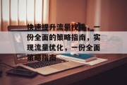 快速提升流量权重，一份全面的策略指南，实现流量优化，一份全面策略指南