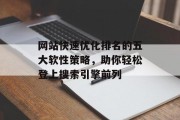 网站快速优化排名的五大软性策略,助你轻松登上搜索引擎前列 网站快速优化排名的五大软性策略,助你轻松登上搜索引擎前列
