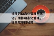 插件的动态化管理与优化,插件动态化管理,提高效率的秘籍 插件的动态化管理与优化,插件动态化管理,提高效率的秘籍