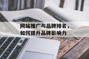 网站推广与品牌排名，如何提升品牌影响力