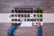 罗马插件网站的深度解析与使用指南，罗马插件网站，工具揭秘与操作指南