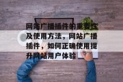 网站广播插件的重要性及使用方法,网站广播插件,如何正确使用提升网站用户体验 网站广播插件的重要性及使用方法,网站广播插件,如何正确使用提升网站用户体验
