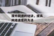 提升网速的秘诀,提高网络速度的方法 提升网速的秘诀,提高网络速度的方法