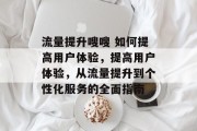 流量提升嗖嗖 如何提高用户体验,提高用户体验,从流量提升到个性化服务的全面指南 流量提升嗖嗖 如何提高用户体验,提高用户体验,从流量提升到个性化服务的全面指南