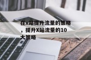 在x站提升流量的策略，提升X站流量的10大策略