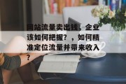 网站流量卖出钱,企业该如何把握?,如何精准定位流量并带来收入? 网站流量卖出钱,企业该如何把握?,如何精准定位流量并带来收入?