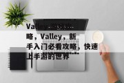 Valley 游戏攻略，Valley，新手入门必看攻略，快速上手游的世界