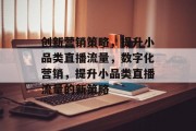 创新营销策略,提升小品类直播流量,数字化营销,提升小品类直播流量的新策略 创新营销策略,提升小品类直播流量,数字化营销,提升小品类直播流量的新策略