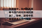 在游戏中，如何利用策略与技巧应对攻城的挑战？，攻略，游戏中的智谋战术与技巧指南