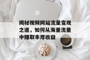 揭秘视频网站流量变现之道，如何从海量流量中赚取丰厚收益