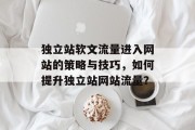 独立站软文流量进入网站的策略与技巧,如何提升独立站网站流量? 独立站软文流量进入网站的策略与技巧,如何提升独立站网站流量?