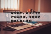 深度解析,如何进行高效网站优化,提升网站排名与用户体验 深度解析,如何进行高效网站优化,提升网站排名与用户体验