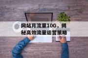 网站月流量10G,揭秘高效流量运营策略 网站月流量10G,揭秘高效流量运营策略