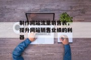 制作网站流量销售表,提升网站销售业绩的利器 制作网站流量销售表,提升网站销售业绩的利器