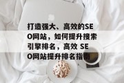 打造强大、高效的SEO网站，如何提升搜索引擎排名，高效 SEO网站提升排名指南