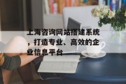 上海咨询网站搭建系统,打造专业、高效的企业信息平台 上海咨询网站搭建系统,打造专业、高效的企业信息平台