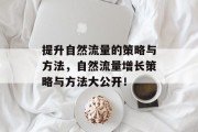 提升自然流量的策略与方法,自然流量增长策略与方法大公开! 提升自然流量的策略与方法,自然流量增长策略与方法大公开!