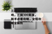 三国300英雄攻略游戏,三国300英雄,新手必看攻略,全程攻略全解析 三国300英雄攻略游戏,三国300英雄,新手必看攻略,全程攻略全解析