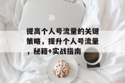 提高个人号流量的关键策略,提升个人号流量,秘籍+实战指南 提高个人号流量的关键策略,提升个人号流量,秘籍+实战指南