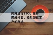 网站进行SEO,提升网站排名,吸引潜在客户的秘诀 网站进行SEO,提升网站排名,吸引潜在客户的秘诀