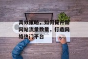 高效策略，如何提升新网站流量数量，打造网络热门平台