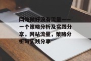 网站做好没有流量——一个策略分析及实践分享，网站流量，策略分析与实践分享