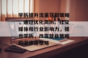 学历提升流量获取策略,通过优化简历、社交媒体和行业影响力,提升学历,改变就业策略的五步走策略