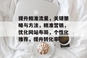 提升精准流量,关键策略与方法,精准营销,优化网站布局,个性化推荐,提升转化率 提升精准流量,关键策略与方法,精准营销,优化网站布局,个性化推荐,提升转化率