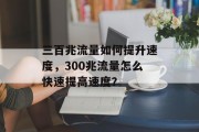 三百兆流量如何提升速度,300兆流量怎么快速提高速度? 三百兆流量如何提升速度,300兆流量怎么快速提高速度?