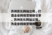 苏州优化网站公司，打造企业网络营销新引擎，苏州优化网站公司，为企业网络营销利器