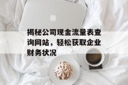 揭秘公司现金流量表查询网站,轻松获取企业财务状况 揭秘公司现金流量表查询网站,轻松获取企业财务状况
