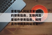 查看别人网站流量插件的使用指南，互联网流量插件使用指南，如何高效地提高网站流量?