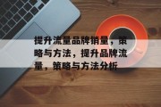 提升流量品牌销量,策略与方法,提升品牌流量,策略与方法分析 提升流量品牌销量,策略与方法,提升品牌流量,策略与方法分析