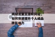 揭秘流量王涨粉网站，如何快速提升个人或品牌影响力