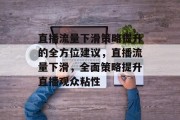 直播流量下滑策略提升的全方位建议,直播流量下滑,全面策略提升直播观众粘性 直播流量下滑策略提升的全方位建议,直播流量下滑,全面策略提升直播观众粘性